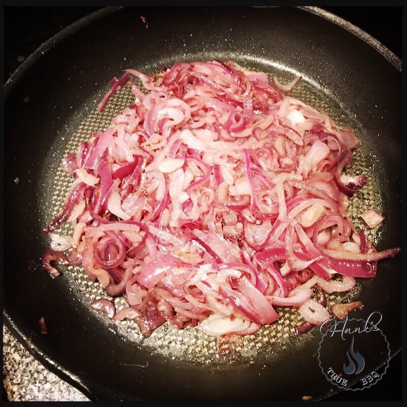 Red Onions being fried