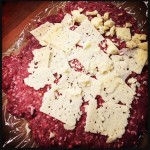Deer fatty with cheese applied