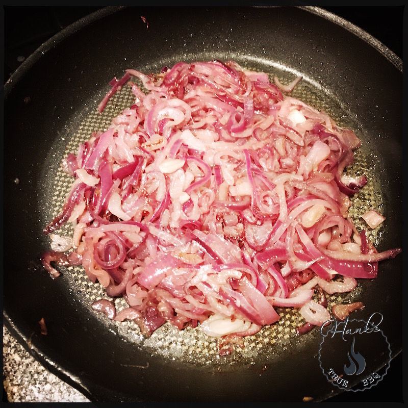 Red Onions being fried