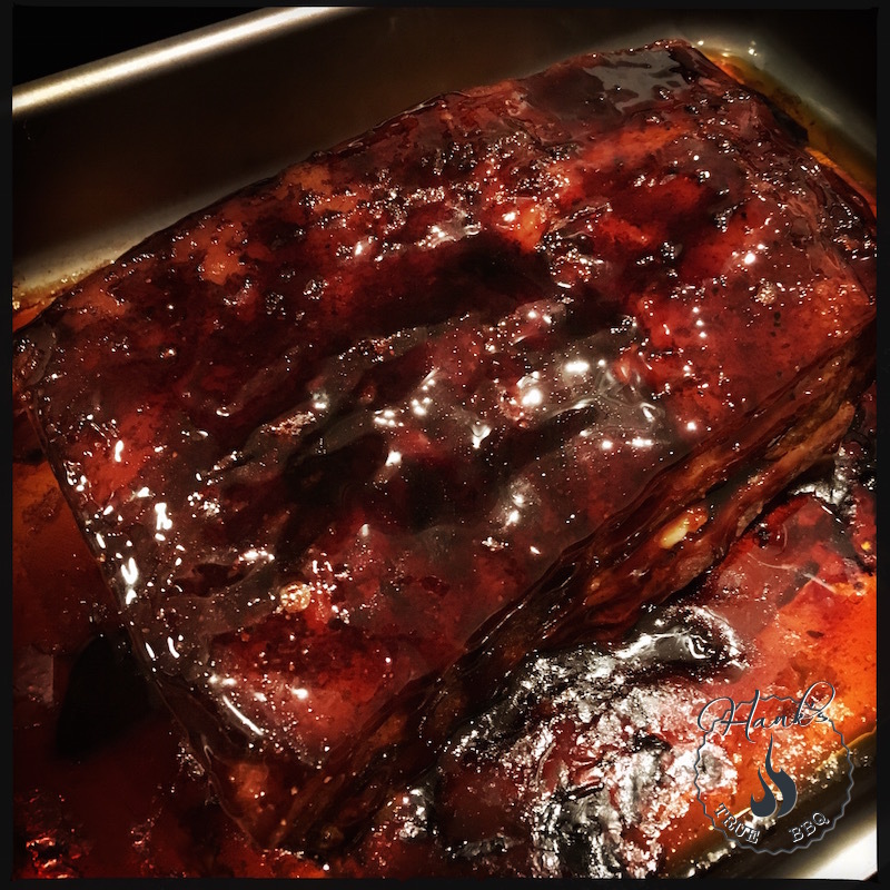 Pork belly glazed with syrup