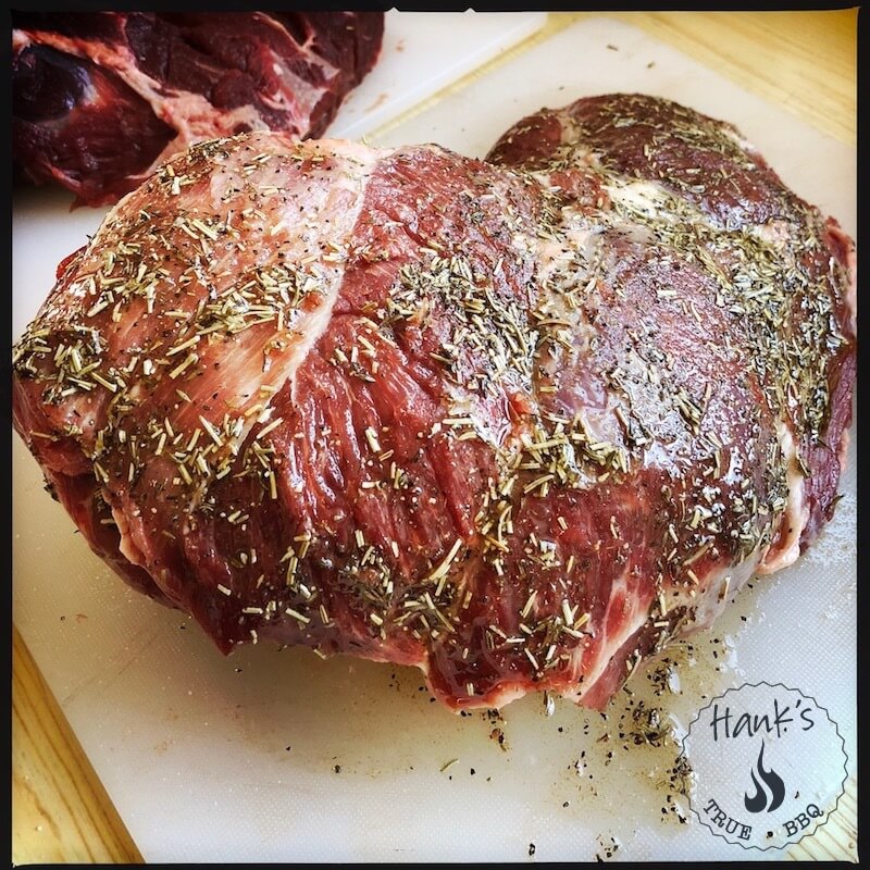 Leg of lamb, rubbed with herbs