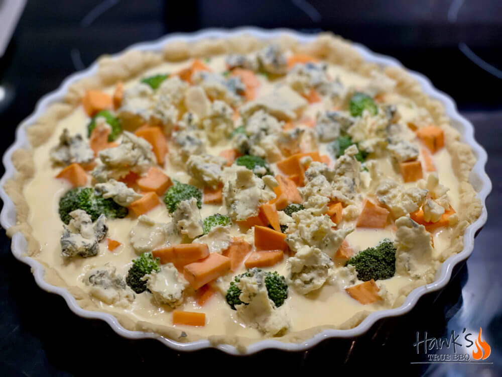 Blue cheese and sweet potato pie before baking
