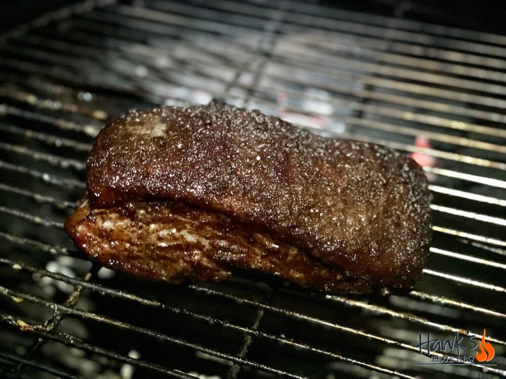 Iberico pork belly on the grill