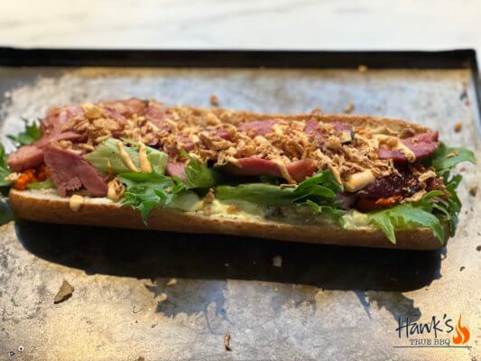 Smoked spiral ham sandwich