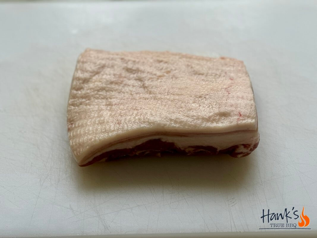 Pork belly with fat side up
