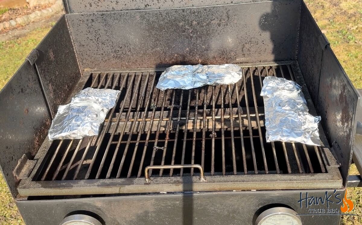 Pork Belly Fat Fingers wrapped in foil for resting